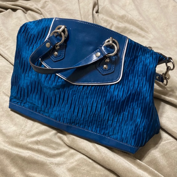 Rare Coach Bag - Ashley Gathered Satin, Ocean Blue Satchel - Picture 2 of 5